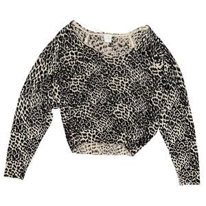 By Together Leopard Print Off The Shoulder Cropped Sweater Women's Small